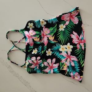 Island Escape EUC Size 8 Tropical Floral Tankini Swimsuit Top